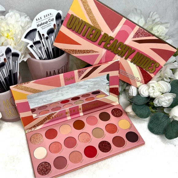 RUDE NEW Eyeshadow Palette United Peachy Nudes 21 Colors Vegan Friendly NWT - Picture 16 of 16